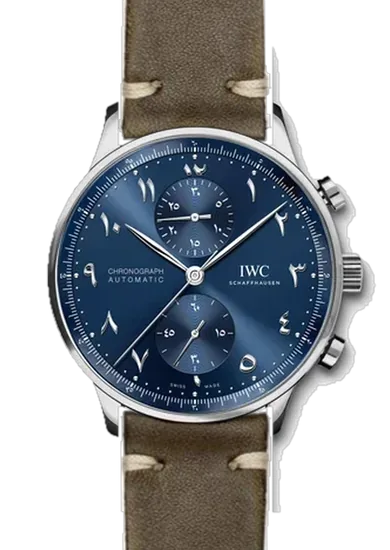 Portugieser IW3714-89 con Cinturino Vintage in Pelle di Vitello Verde Oliva