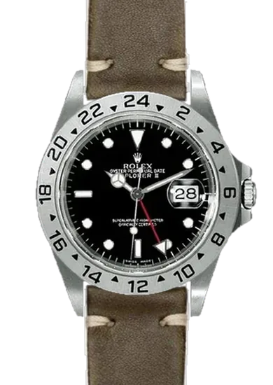 Explorer II 16570-0004 con Correa vintage de piel de becerro verde oliva