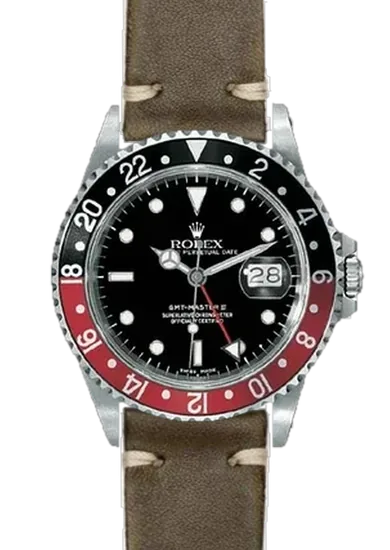 GMT-Master 16710 Coke with Vintage Olive Green Calf Leather Watch Strap