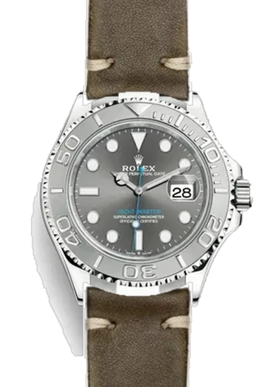 Yacht-Master 126622-0001 con Correa vintage de piel de becerro verde oliva