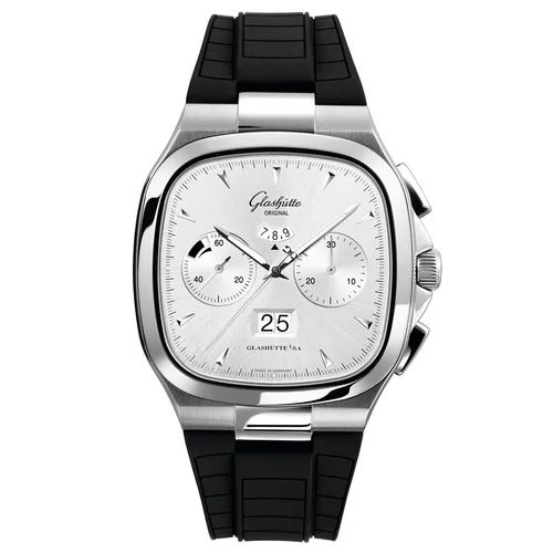 Seventies Chronograph Panorama Date Silver / Rubber / Folding