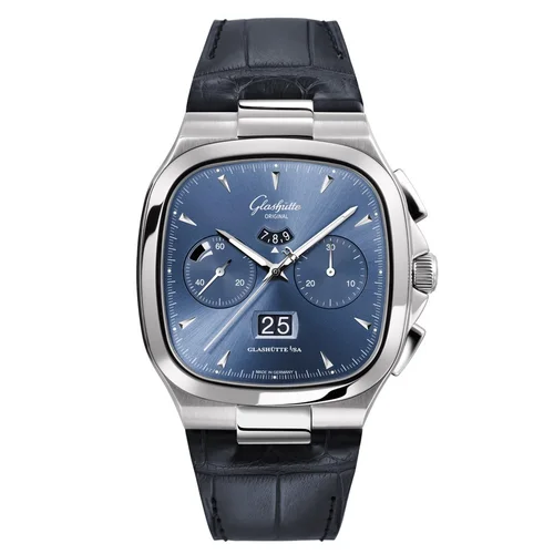 Seventies Chronograph Panorama Date Blue / Alligator / Folding