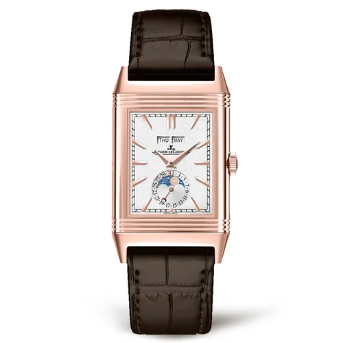 Reverso Tribute Calendar Pink Gold / Silver / Alligator