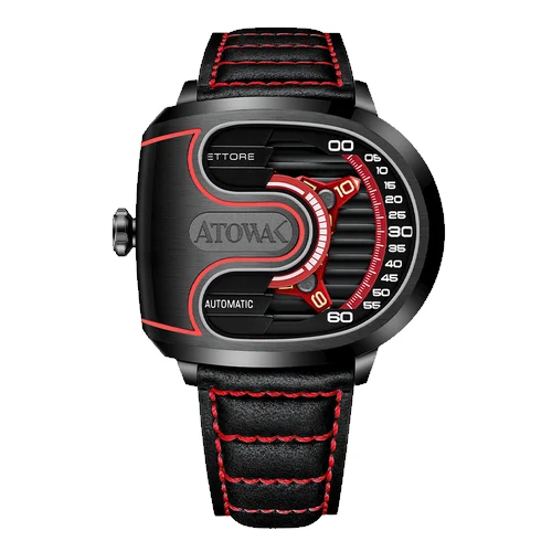 Atowak ETTORE ATOWAK-ETTORE-DRIFT-4-ARM-WANDERING-HOUR-BLACK-RED-WATCH