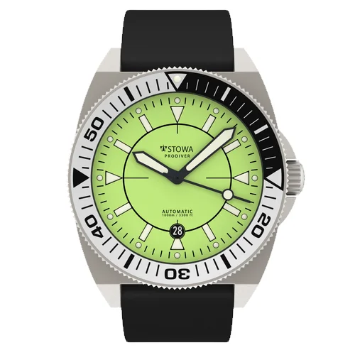 Stowa Prodiver Prodiver lime automatik basic lime rubber strap black, 22 mm lug width