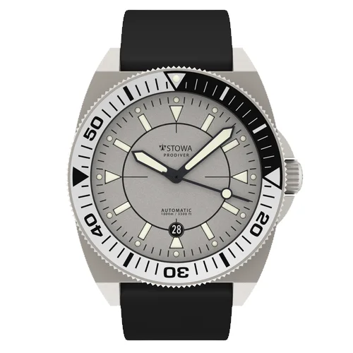 Stowa Prodiver Prodiver rhodium automatic basic rubber strap black black, 22 mm lug width