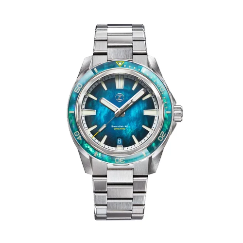 Zelos Swordfish Swordfish 40mm SS Teal MOP — reloj
