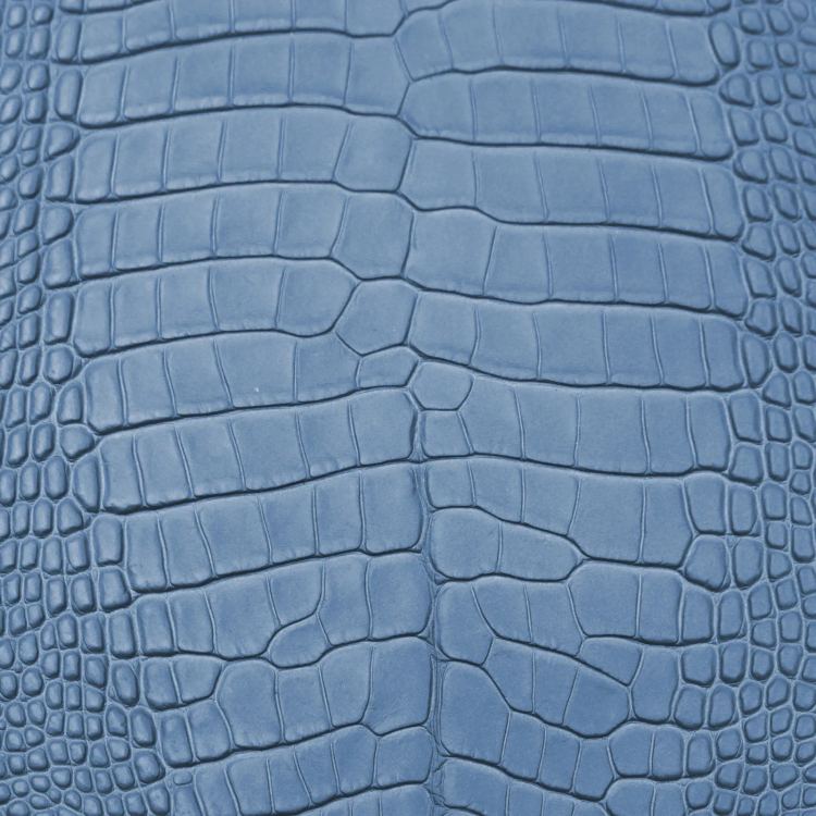 Pelle di alligatore della Louisiana opaco, colore blu: una delle pelli dell'atelier Casati Milano