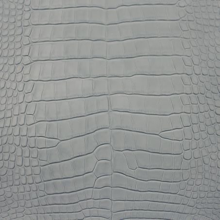 Pelle di alligatore della Louisiana opaco, colore grigio perla: una delle pelli dell'atelier Casati Milano
