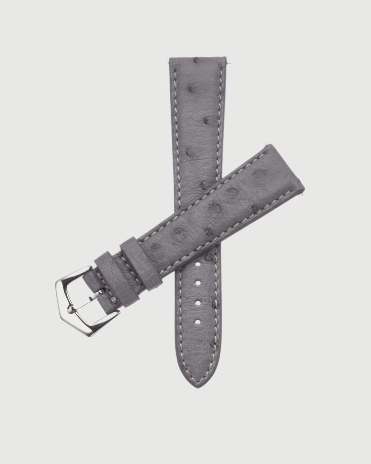 Cinturino in pelle di struzzo grigio